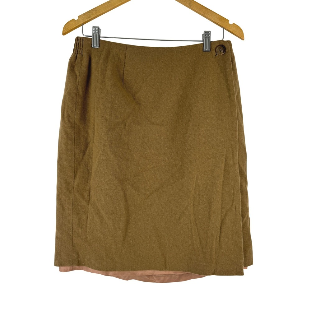 Jacque & KoKo Vintage Wool Blend Wrap Skirt Camel Brown 16 Made in USA LB151T